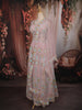Light Pink Floral Thread and Beads Embroidered Design Net Lehenga with Dupatta