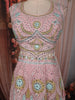 Light Pink Floral Thread and Beads Embroidered Design Net Lehenga with Dupatta