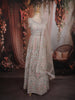 Light Pink Floral Thread and Beads Embroidered Design Net Lehenga with Dupatta