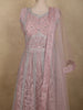 Light Pink Floral Thread and Mirror Embroidered Design Net Gown with Dupatta
