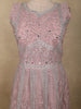 Light Pink Floral Thread and Mirror Embroidered Design Net Gown with Dupatta
