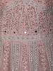 Light Pink Floral Thread and Mirror Embroidered Design Net Gown with Dupatta