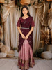 Light Pink Floral Vine Zari Woven Design Art Silk Kids Pattu Pavadai with Contrast Dupatta and Designer Hip Belt