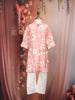 Light Pink Floral Woven Design Cotton Kids Kurta Set