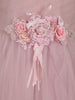 Light Pink Glitter Net Kids Party Wear Gown With 3D Floral Embellishments