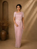 Light Pink Heavy Beads Embroidered Design Net Designer Saree