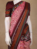 Light Pink Ikkat Design Silk Saree With Maroon Contrast Border
