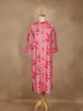 Light Pink Leaf Design Printed Cotton Kurti