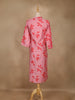Light Pink Leaf Design Printed Cotton Kurti