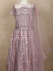 Light  Pink Sequins Embroidered Kids Net Lehenga