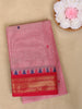 Light Pink Small Butta Motif Design Cotton Saree With Contrast Red Border