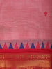 Light Pink Small Butta Motif Design Cotton Saree With Contrast Red Border
