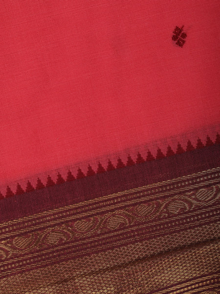 Light Pink Solid Cotton Saree Print Border - Diadem