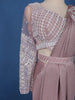 Light Pink Stripes Design Satin Ready To Wear Saree With Designer Blouse - Diadem