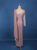 Light Pink Stripes Design Satin Ready To Wear Saree With Designer Blouse - Diadem