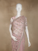 Light Pink Thread and Mirror Embroidered Design Net Designer Saree