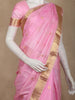 Light Pink Zari Butta Woven Design Pure Kanchipuram Silk Saree with Contrast Zari Border