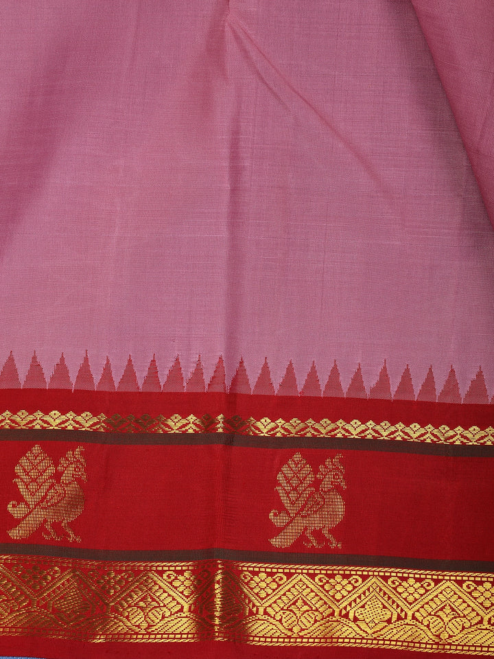 Light Pink Zari Woven Pure Kanchipuram Silk Saree - Diadem