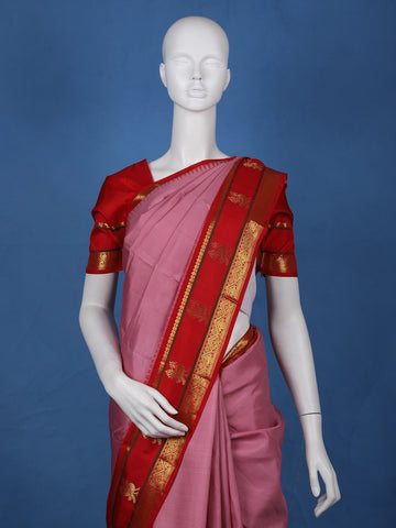 Light Pink Zari Woven Pure Kanchipuram Silk Saree - Diadem
