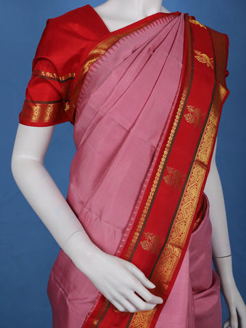 Light Pink Zari Woven Pure Kanchipuram Silk Saree - Diadem