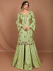 Light Pista Green Multicolor Stone and Zardozi Embroidered Design Tissue Silk Fancy Wear Lehenga