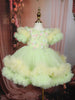Light Pistachio Floral 3D Design Net Party Wear Kids Frock