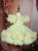 Light Pistachio Floral 3D Design Net Party Wear Kids Frock