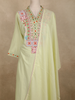 Light Pistachio Green Floral Embroidered Cotton Salwar Suit with Dupatta