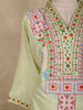 Light Pistachio Green Floral Embroidered Cotton Salwar Suit with Dupatta