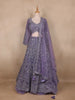 Light Purple Floral And Stone Embroidered Net Bridal Lehenga Set - Diadem