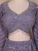 Light Purple Floral And Stone Embroidered Net Bridal Lehenga Set - Diadem