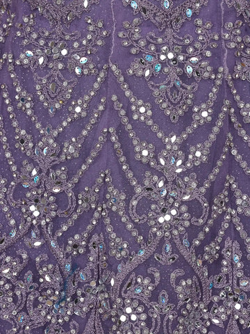 Light Purple Floral And Stone Embroidered Net Bridal Lehenga Set - Diadem