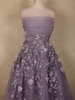 Light Purple Floral Appliqué Sequins and Beads Embroidered Design Net Wedding Gown