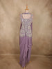 Light Purple Floral Beads Embroidered Design Georgette Skirt Top with Choker Dupatta