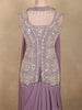 Light Purple Floral Beads Embroidered Design Georgette Skirt Top with Choker Dupatta