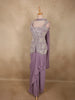 Light Purple Floral Beads Embroidered Design Georgette Skirt Top with Choker Dupatta