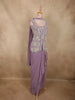 Light Purple Floral Beads Embroidered Design Georgette Skirt Top with Choker Dupatta