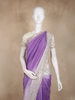 Light Purple Floral Beads Embroidered Design Satin Party Wear Saree