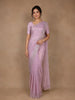Light Purple Floral Designed Organza Designer Saree