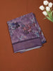 Light Purple Floral Printed Design Chiffon Casual Saree with Striped Border