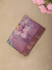Light Purple Floral Printed and Striped Woven Design Mixed Cotton Saree with Zari Border