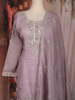 Light Purple Floral Sequins Embroidered Tissue Silk Sharara Suit With Dupatta