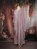 Light Purple Floral Sequins Embroidered Tissue Silk Sharara Suit With Dupatta
