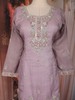 Light Purple Floral Sequins Embroidered Tissue Silk Sharara Suit With Dupatta
