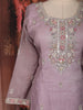 Light Purple Floral Sequins Embroidered Tissue Silk Sharara Suit With Dupatta