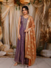 Light Purple Floral Sequins and Zari Embroidered Design Tissue Silk Long Anarkali Gown with Contrast Dupatta