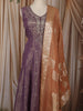 Light Purple Floral Sequins and Zari Embroidered Design Tissue Silk Long Anarkali Gown with Contrast Dupatta