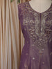 Light Purple Floral Sequins and Zari Embroidered Design Tissue Silk Long Anarkali Gown with Contrast Dupatta