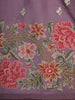 Light Purple Floral Thread Embroidered Design Shimmer Party Wear Saree with Thread Work Border