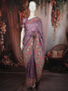 Light Purple Floral Thread Embroidered Design Shimmer Party Wear Saree with Thread Work Border
